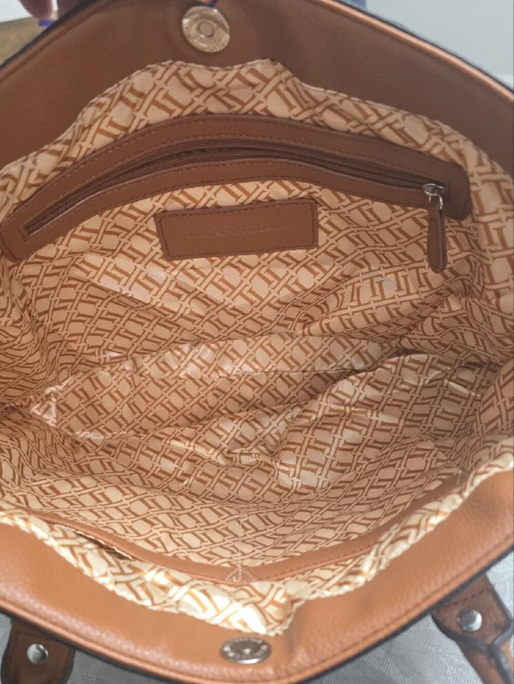 Tignanello Black, Cream & Brown Leather Tote